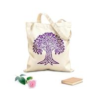 AILOONG Bolsa de tela con asa plana Imágenes prediseñadas del árbol de la vida celta, silueta de árbol celta, un manzano, árbol celta Tela de 340g/m² de grosor Sustituye a la mochila escolar