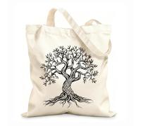 AILOONG Bolsa de tela con asa plana Imágenes prediseñadas del árbol de la vida celta, silueta de árbol celta, un tejo celta Tela de 12 oz de grosor Sustituye a la mochila escolar 25x30cm Pequeño