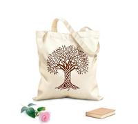 AILOONG Bolsa de tela con asa plana Imágenes prediseñadas del árbol de la vida celta, silueta de árbol celta, un roble celta de árbol Tela de 340g/m² de grosor Sustituye a la mochila escolar