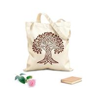 AILOONG Bolsa de tela con asa plana Imágenes prediseñadas del árbol de la vida celta, silueta de árbol celta, un manzano, árbol celta Tela de 340g/m² de grosor Sustituye a la mochila escolar