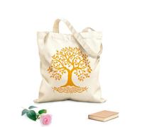 AILOONG Bolsa de tela con asa plana Imágenes prediseñadas del árbol de la vida celta, silueta de árbol celta, acebo, árbol celta Tela de 340g/m² de grosor Sustituye a la mochila escolar