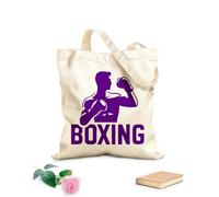 AILOONG Bolsa de tela con asa plana Logotipos de boxeo, silueta 9 Tela de 340g/m² de grosor Sustituye a la mochila escolar