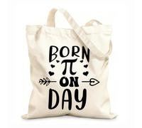AILOONG Bolsa de tela con asa plana nacido el día pi día pi matemáticas ciencia Tela de 12 oz de grosor Sustituye a la mochila escolar 35x40cm Grande