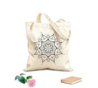 AILOONG Bolsa de tela con asa plana patrón circular en forma de mandala Tela de 12 oz de grosor Sustituye a la mochila escolar 35x40cm Grande
