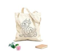AILOONG Bolsa de tela con asa plana personaje de fantasía de dragón chino de dibujos animados Tela de 12 oz de grosor Sustituye a la mochila escolar 31x36cm Mediano