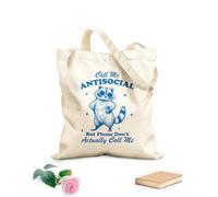 AILOONG Bolsa de tela con asa plana Puedes llamarme sociópata, pero por favor no me llames mapache. Tela de 340g/m² de grosor Sustituye a la mochila escolar