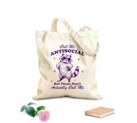 AILOONG Bolsa de tela con asa plana Puedes llamarme sociópata, pero por favor no me llames mapache. Tela de 340g/m² de grosor Sustituye a la mochila escolar