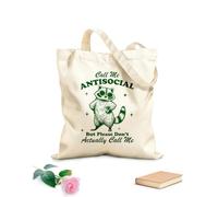 AILOONG Bolsa de tela con asa plana Puedes llamarme sociópata, pero por favor no me llames mapache. Tela de 340g/m² de grosor Sustituye a la mochila escolar