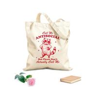 AILOONG Bolsa de tela con asa plana Puedes llamarme sociópata, pero por favor no me llames mapache. Tela de 340g/m² de grosor Sustituye a la mochila escolar