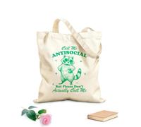 AILOONG Bolsa de tela con asa plana Puedes llamarme sociópata, pero por favor no me llames mapache. Tela de 340g/m² de grosor Sustituye a la mochila escolar