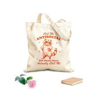 AILOONG Bolsa de tela con asa plana Puedes llamarme sociópata, pero por favor no me llames mapache. Tela de 340g/m² de grosor Sustituye a la mochila escolar