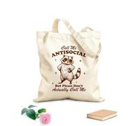 AILOONG Bolsa de tela con asa plana Puedes llamarme sociópata, pero por favor no me llames mapache. Tela de 340g/m² de grosor Sustituye a la mochila escolar