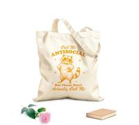 AILOONG Bolsa de tela con asa plana Puedes llamarme sociópata, pero por favor no me llames mapache. Tela de 340g/m² de grosor Sustituye a la mochila escolar
