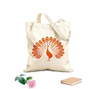 AILOONG Bolsa de tela con asa plana Siluetas de pavo real y diseños de cola de plumas en estilo tinta. Tela de 340g/m² de grosor Sustituye a la mochila escolar