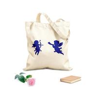 AILOONG Bolsa de tela con asa plana siluetas de querubines, cupidos y ángeles con flechas de amor Tela de 340g/m² de grosor Sustituye a la mochila escolar
