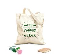 AILOONG Bolsa de tela con asa plana Tipografía de café en punto, artesanía del café Tela de 340g/m² de grosor Sustituye a la mochila escolar
