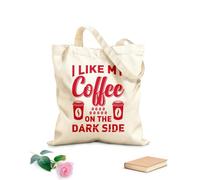AILOONG Bolsa de tela con asa plana Tipografía de café: me gusta tomar mi café aparte. Tela de 340g/m² de grosor Sustituye a la mochila escolar