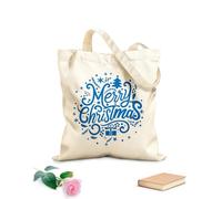 AILOONG Bolsa de tela con asa plana Tipografía navideña, casarse con Navidad, diseño de tipografía, impresión de camisetas, alegría navideña, Jesús Tela de 340g/m² de grosor