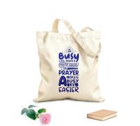 AILOONG Bolsa de tela con asa plana Una vida ajetreada dificulta la oración, pero la oración facilita una vida ajetreada. Citas islámicas y letras. Tela de 340g/m² de grosor