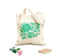 AILOONG Bolsa de tela con correa de cincha Adorno floral llamativo con hojas y flores florecidas en una disposición simétrica. Tela de 340g/m² de grosor Bolsa para dibujar