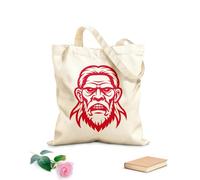 AILOONG Bolsa de tela con correa de cincha audaz de una cabeza de guerrero barbudo agresivo Tela de 340g/m² de grosor Bolsa para dibujar