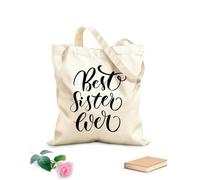 AILOONG Bolsa de tela con correa de cincha Banner de caligrafía con pincel y cita tipográfica con la mejor hermana del mundo con línea fina. Tela de 12 oz de grosor Bolsa para dibujar 31x36cm Mediano