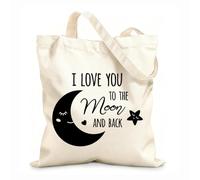 AILOONG Bolsa de tela con correa de cincha Bebé Luna te amo hasta la luna y más allá Tela de 12 oz de grosor Bolsa para dibujar 25x30cm Pequeño