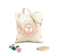 AILOONG Bolsa de tela con correa de cincha Conjunto de iconos de sol bohemio, diseño de tatuaje de estilo bohemio Tela de 340g/m² de grosor Bolsa para dibujar