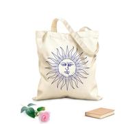 AILOONG Bolsa de tela con correa de cincha Conjunto de iconos de sol bohemio, diseño de tatuaje de estilo bohemio Tela de 340g/m² de grosor Bolsa para dibujar