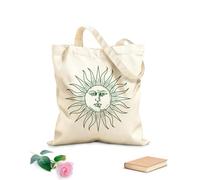AILOONG Bolsa de tela con correa de cincha Conjunto de iconos de sol bohemio, diseño de tatuaje de estilo bohemio Tela de 340g/m² de grosor Bolsa para dibujar