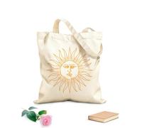 AILOONG Bolsa de tela con correa de cincha Conjunto de iconos de sol bohemio, diseño de tatuaje de estilo bohemio Tela de 340g/m² de grosor Bolsa para dibujar