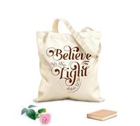 AILOONG Bolsa de tela con correa de cincha Cree en la Luz Juan Biblia Escrituras Cristianas Motivacionales e Inspiradoras Tela de 340g/m² de grosor Bolsa para dibujar