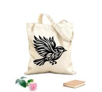 AILOONG Bolsa de tela con correa de cincha de un pájaro en vuelo estilizado con detalles de plumas ornamentales sobre un fondo Tela de 12 oz de grosor Bolsa para dibujar 31x36cm Mediano