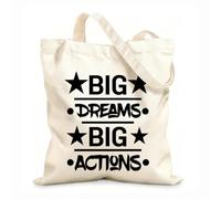 AILOONG Bolsa de tela con correa de cincha Diseño de citas motivacionales, tipografía, grandes sueños y grandes acciones. Tela de 12 oz de grosor Bolsa para dibujar 25x30cm Pequeño