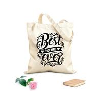 AILOONG Bolsa de tela con correa de cincha Diseño tipográfico creativo de la mejor madre del mundo. Tela de 12 oz de grosor Bolsa para dibujar 31x36cm Mediano