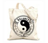 AILOONG Bolsa de tela con correa de cincha equilibrio permanecer tokio japón yin yang continuar Tela de 12 oz de grosor Bolsa para dibujar 25x30cm Pequeño
