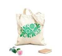AILOONG Bolsa de tela con correa de cincha Floral con flores estilizadas, hojas, espirales y puntos dispuestos en un patrón simétrico sobre un Tela de 340g/m² de grosor Bolsa para dibujar