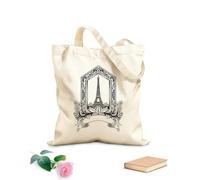 AILOONG Bolsa de tela con correa de cincha Ilustración RGB básica de la Torre Eiffel con adorno de grabado vintage Tela de 12 oz de grosor Bolsa para dibujar 35x40cm Grande