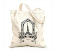 AILOONG Bolsa de tela con correa de cincha Ilustración RGB básica de la Torre Eiffel con adorno de grabado vintage Tela de 12 oz de grosor Bolsa para dibujar 25x30cm Pequeño