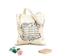 AILOONG Bolsa de tela con correa de cincha La tipografía de la mejor mamá del mundo con estilo doodle se puede utilizar Tela de 12 oz de grosor Bolsa para dibujar 31x36cm Mediano