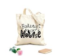 AILOONG Bolsa de tela con correa de cincha Letras escritas a mano de panadería, linda inscripción, eslogan, caligrafía con pincel Tela de 12 oz de grosor Bolsa para dibujar 35x40cm Grande