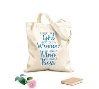 AILOONG Bolsa de tela con correa de cincha Luce como una chica, compórtate como una dama, piensa como un hombre, trabaja como un jefe. Tela de 340g/m² de grosor Eslogan personalizable