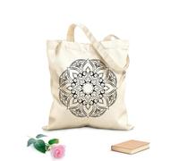 AILOONG Bolsa de tela con correa de cincha patrón de mandala floral Tela de 12 oz de grosor Bolsa para dibujar 25x30cm Pequeño