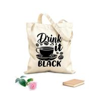 AILOONG Bolsa de tela con correa de cincha Póster vintage con citas sobre café Tela de 12 oz de grosor Bolsa para dibujar 25x30cm Pequeño