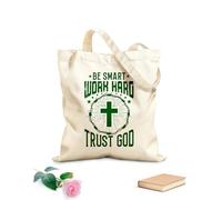 AILOONG Bolsa de tela con correa de cincha Sé inteligente, trabaja duro, confía en Dios, diseño. Tela de 340g/m² de grosor Bolsa para dibujar