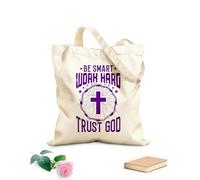 AILOONG Bolsa de tela con correa de cincha Sé inteligente, trabaja duro, confía en Dios, diseño. Tela de 340g/m² de grosor Bolsa para dibujar