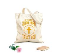 AILOONG Bolsa de tela con correa de cincha Sé inteligente, trabaja duro, confía en Dios, diseño. Tela de 340g/m² de grosor Bolsa para dibujar