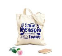 AILOONG Bolsa de tela con correa de cincha Sé la razón por la que alguien sonría hoy, cita motivacional, tipografía y caligrafía. Tela de 340g/m² de grosor Bolsa para dibujar