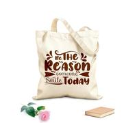 AILOONG Bolsa de tela con correa de cincha Sé la razón por la que alguien sonría hoy, cita motivacional, tipografía y caligrafía. Tela de 340g/m² de grosor Bolsa para dibujar