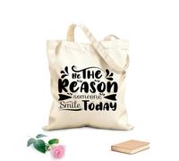 AILOONG Bolsa de tela con correa de cincha Sé la razón por la que alguien sonría hoy, cita motivacional, tipografía y caligrafía. Tela de 12 oz de grosor Bolsa para dibujar 25x30cm Pequeño